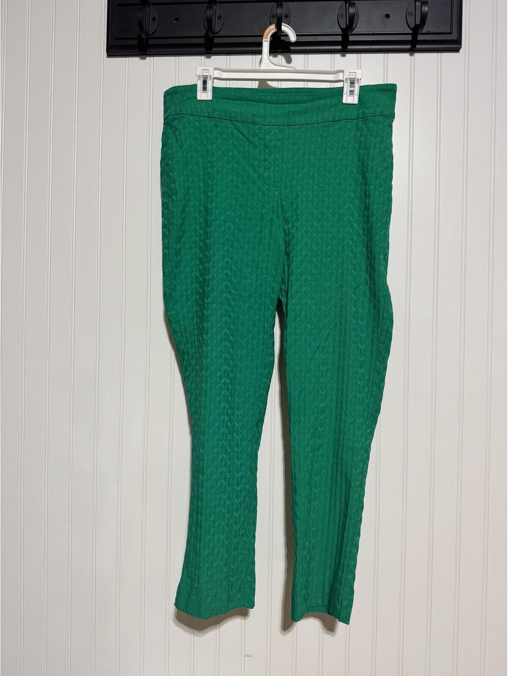 Erica Taylor 1X Kelly Green Textured Jacquard Pull on Legging Pants